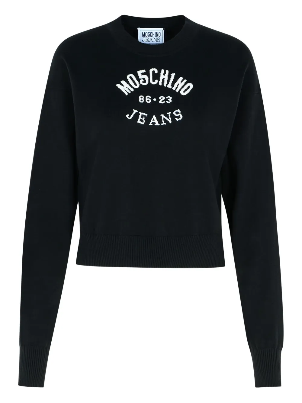 MOSCHINO JEANS Sweater met logo en geribbelde manchetten Zwart