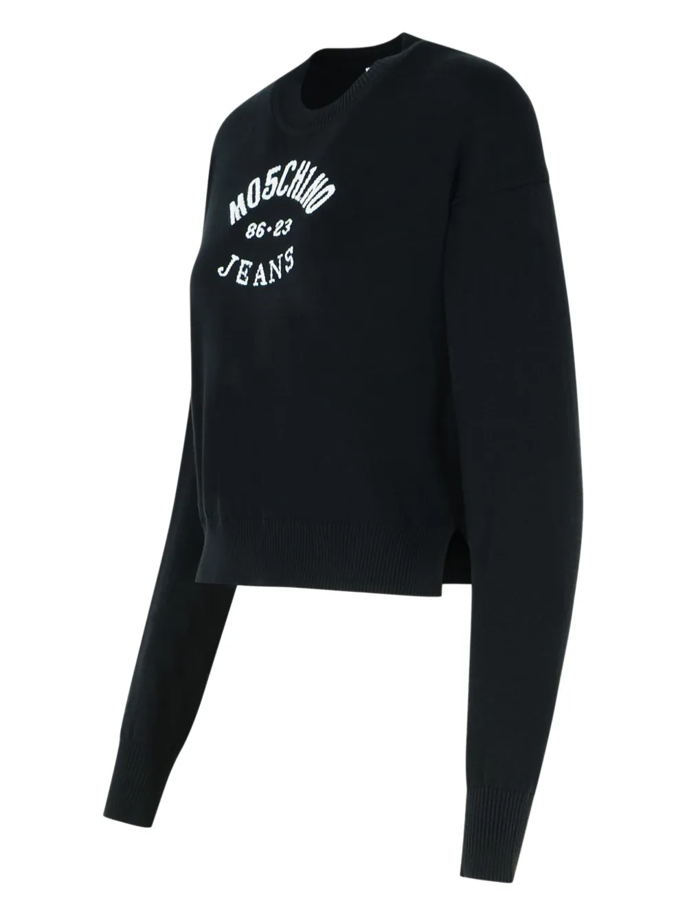 MOSCHINO JEANS Sweater met logo en geribbelde manchetten Zwart