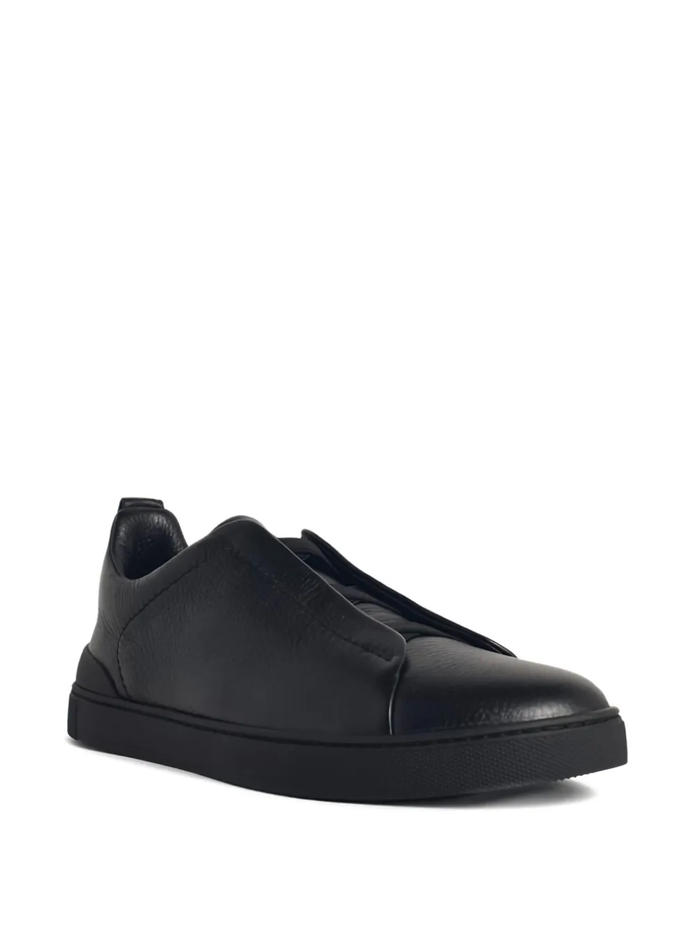 Zegna elastic-band leather sneakers Black