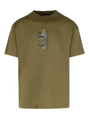 Tシャツ・カットソー C.P. COMPANY Men T-shirt Blue 18CMTS088A006374G 888 T-shirts C.P. Company 30/1 Jersey Embroidered Logo T-shirt
