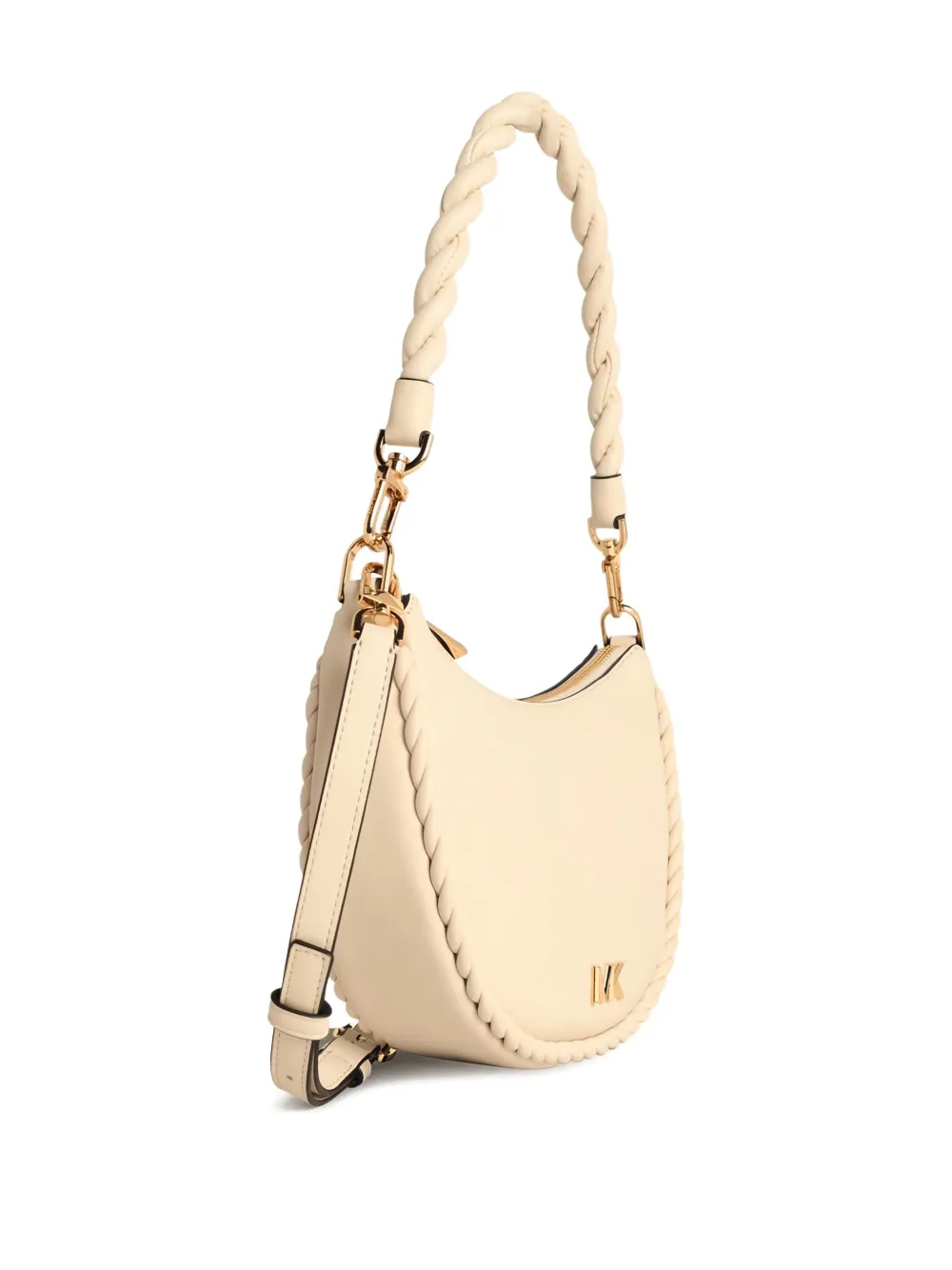 Michael Kors Halvemaanvormige schoudertas met afwerking van touw Beige