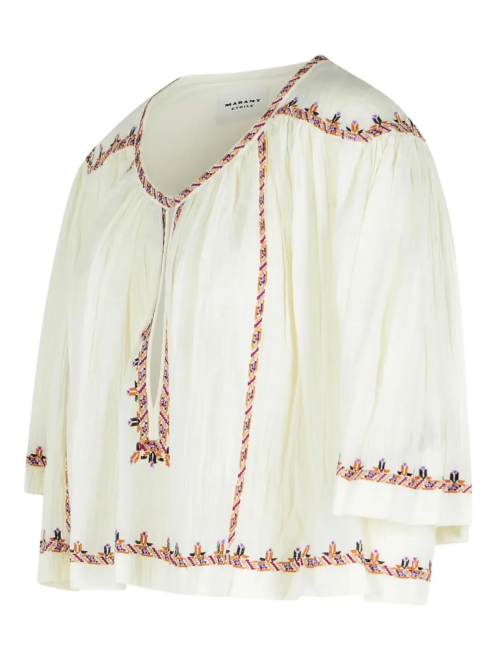 ISABEL MARANT Felicity embroidered draped-sleeve blouse - Beige