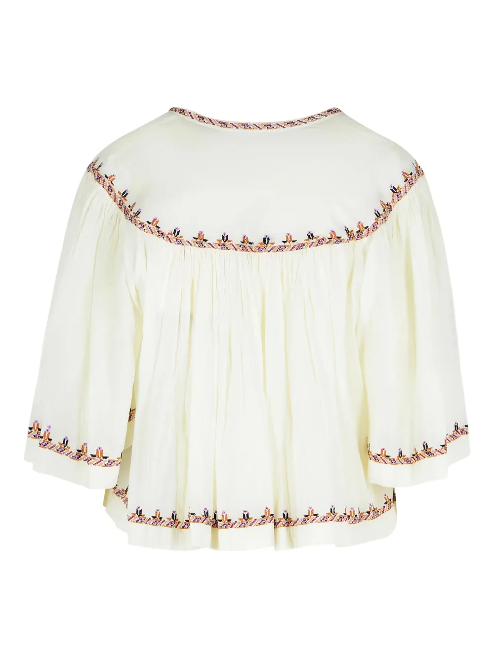 ISABEL MARANT Felicity blouse met borduurwerk en gedrapeerde mouwen Beige