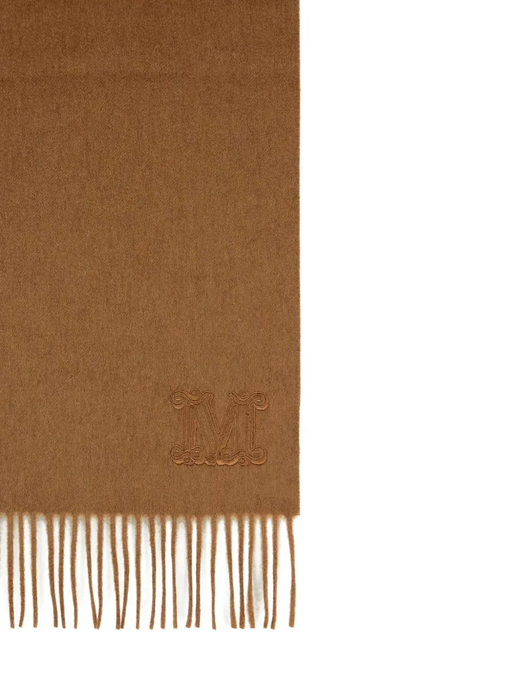 Max Mara embroidered-monogram fringe scarf - Bruin