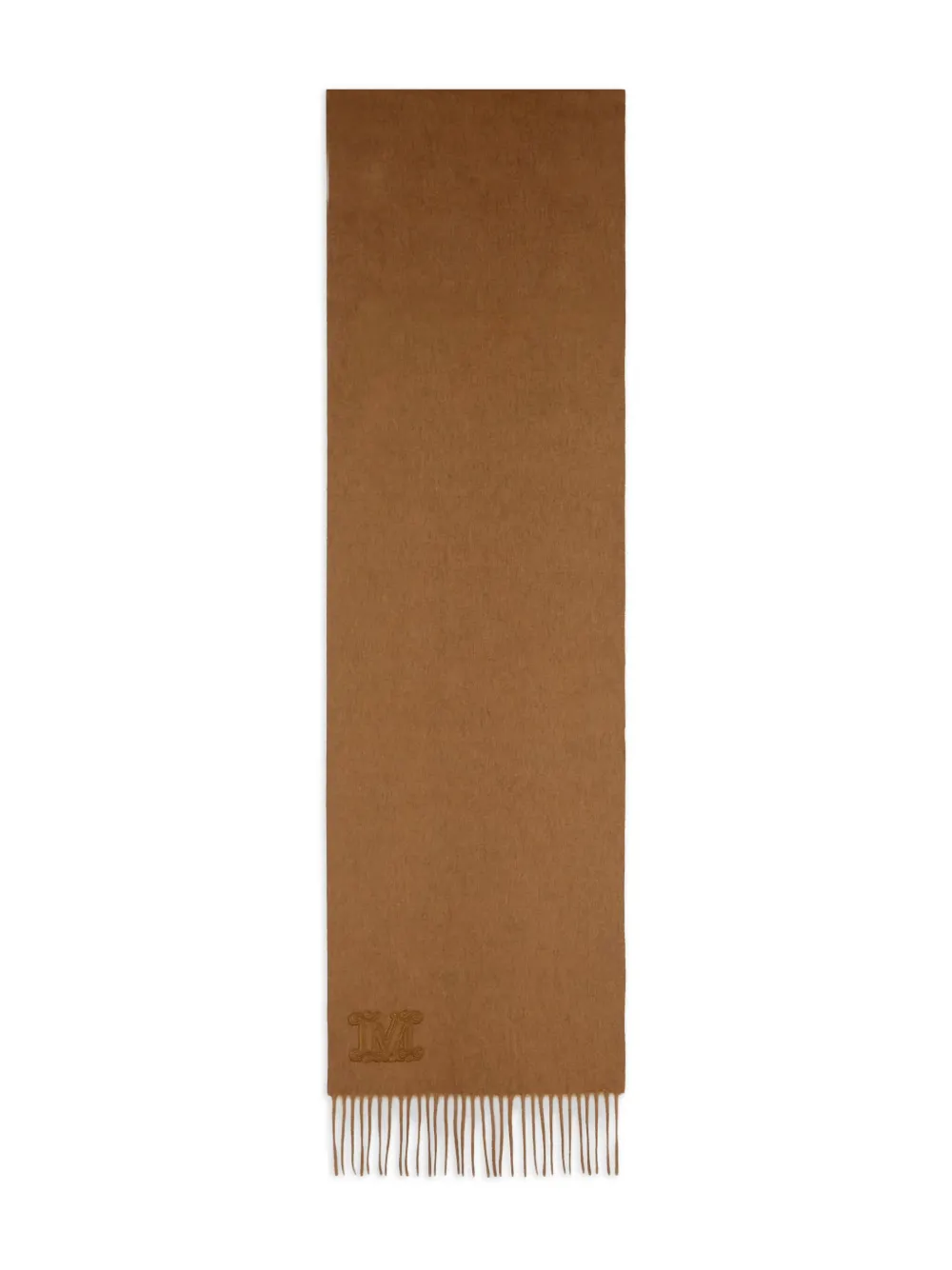 Max Mara Sjaal met geborduurd monogram en franje Bruin