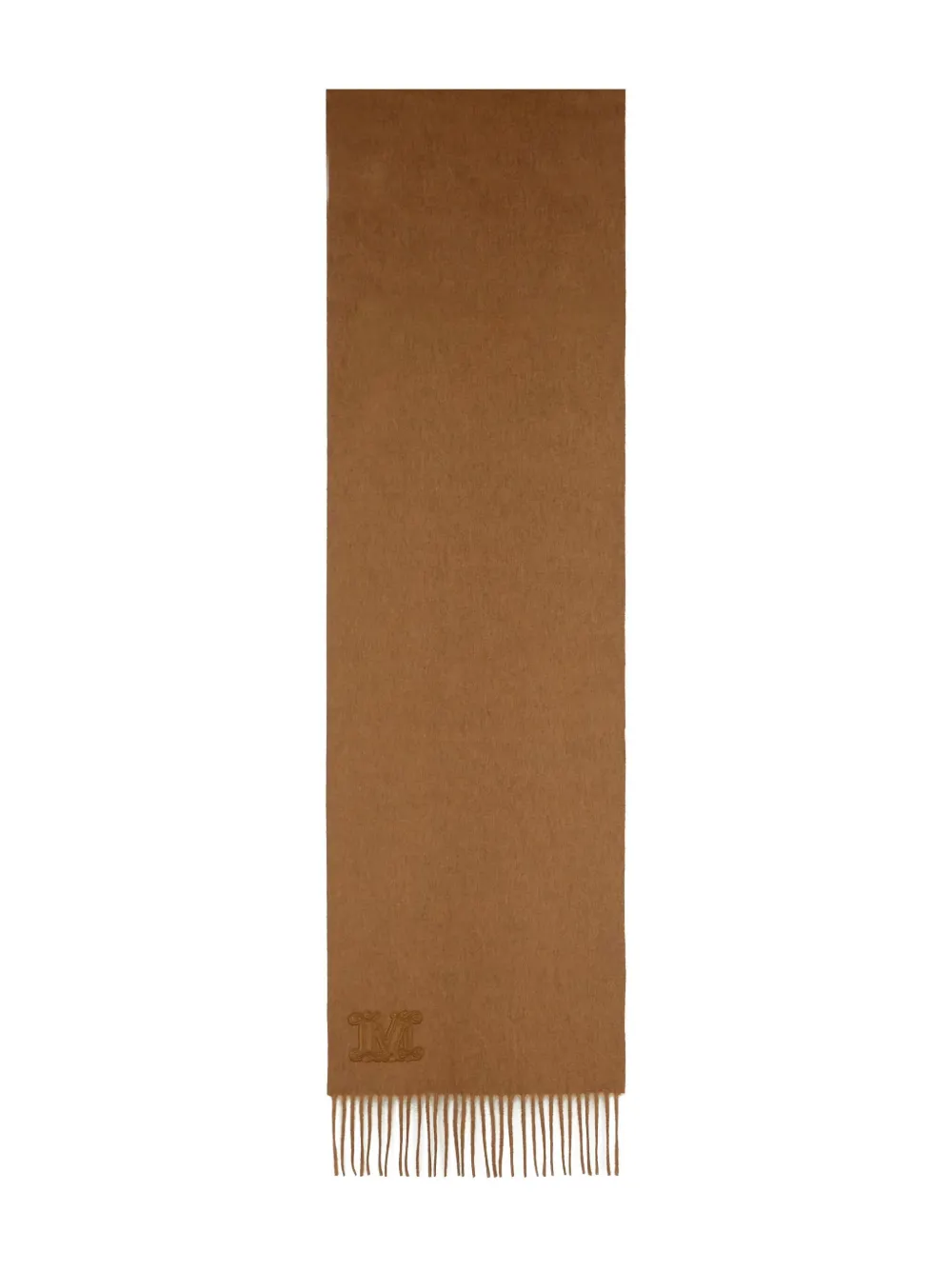 Max Mara Sjaal met geborduurd monogram en franje Bruin