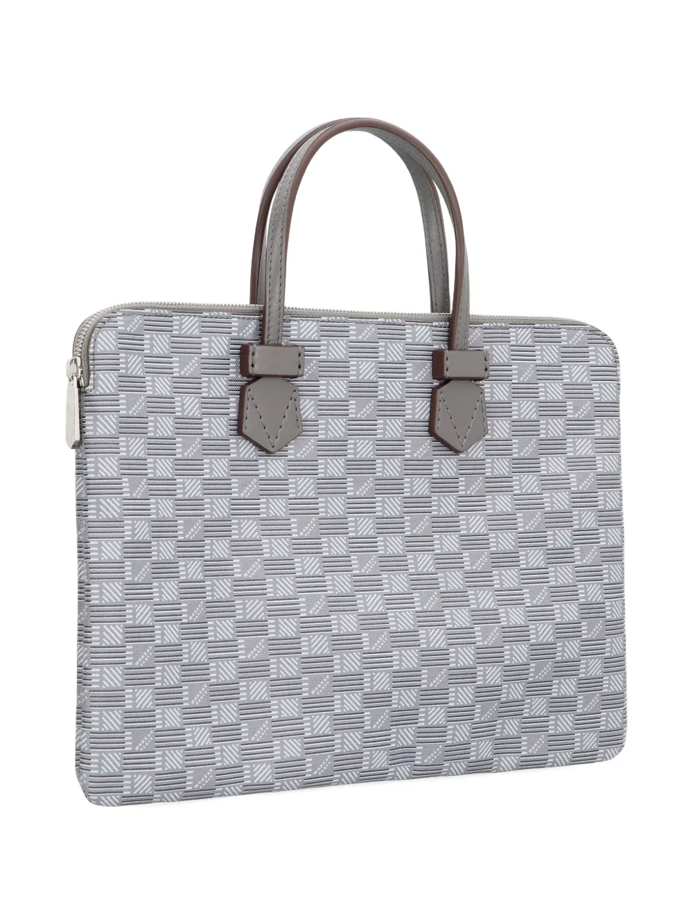 Moreau Granier printed-canvas top-zip briefcase - Grijs