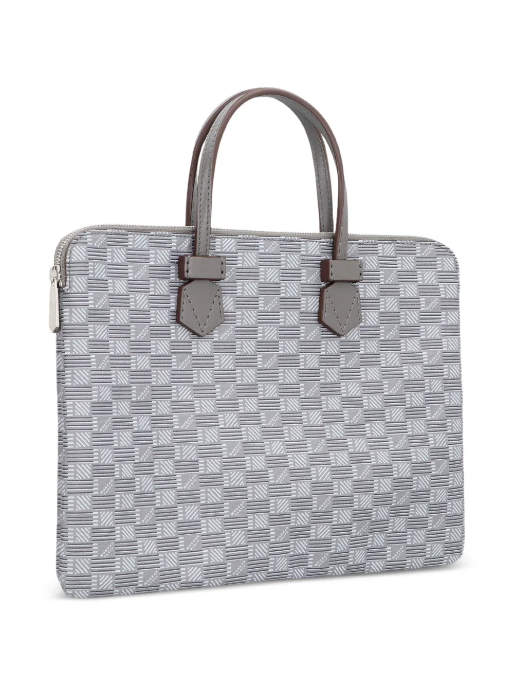Moreau Granier canvas aktetas met print en rits Grijs