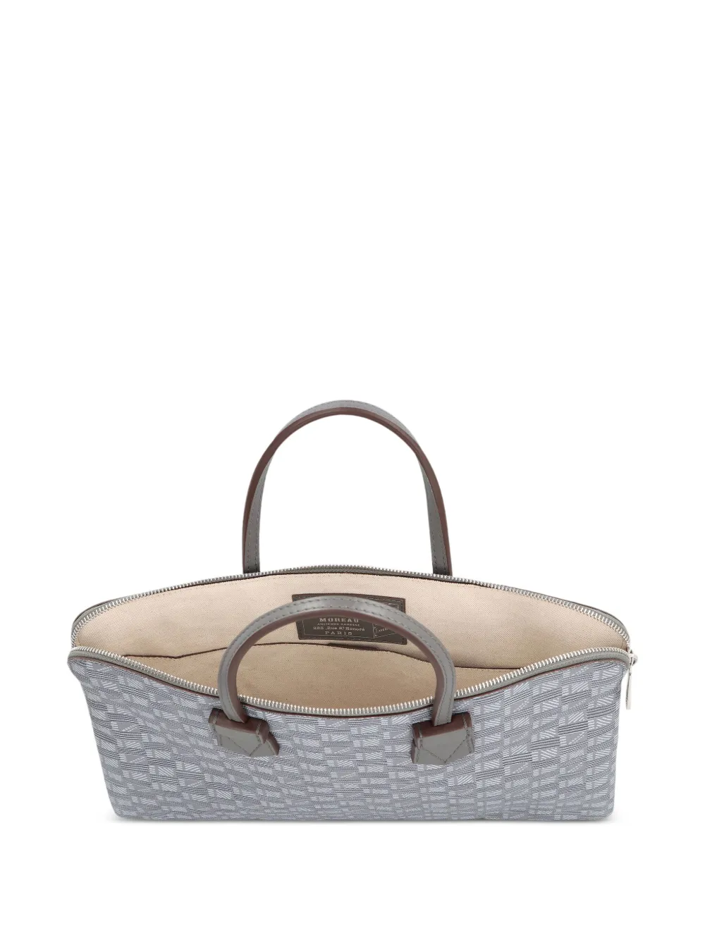 Moreau Granier canvas aktetas met print en rits Grijs