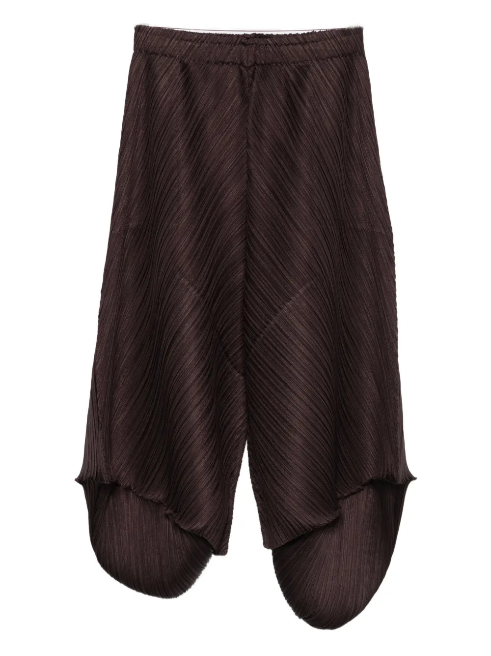 Pleats Please Issey Miyake pleated panelled trousers | Brown | Image 1