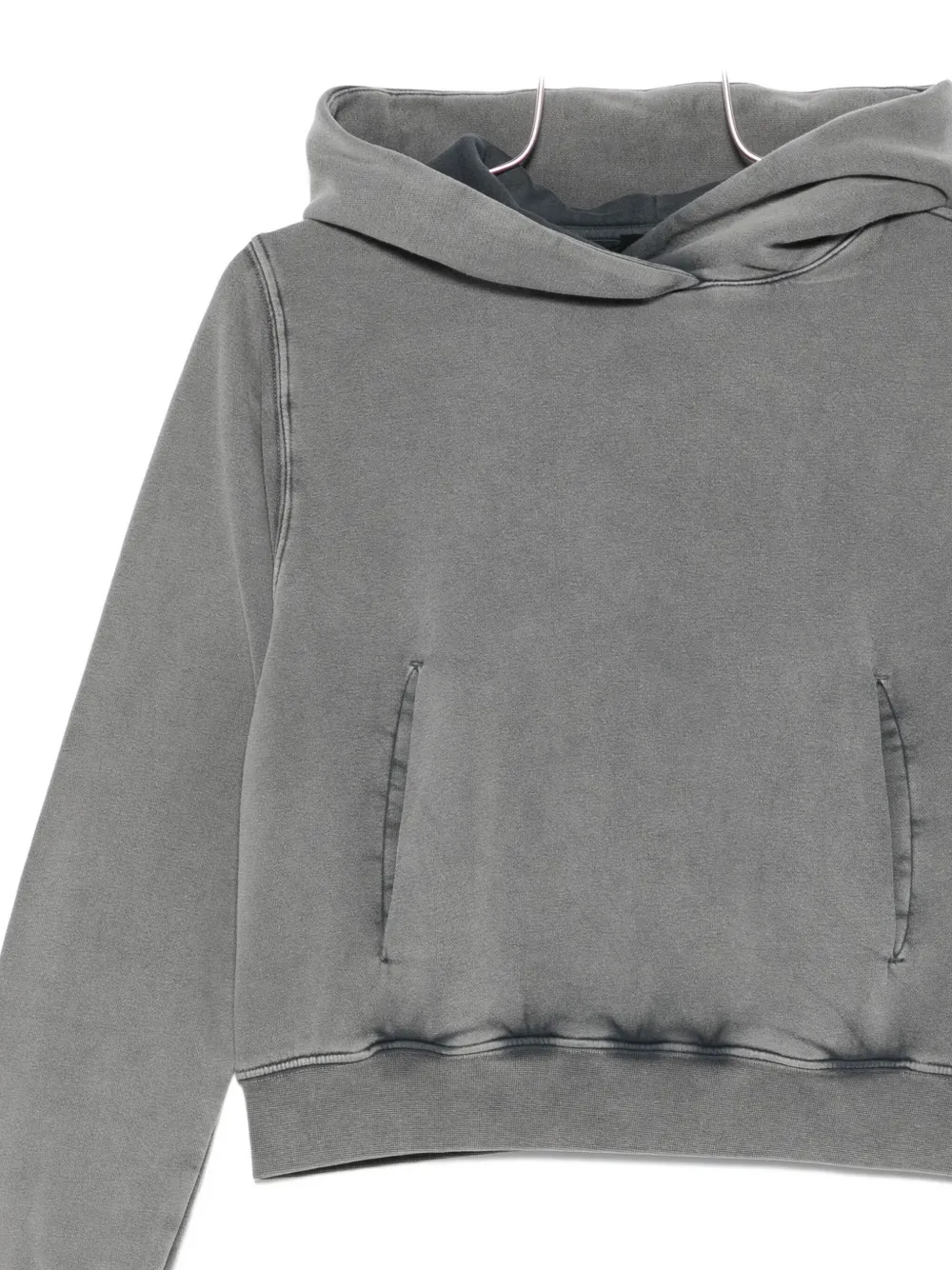 Thom Krom Cropped Hoodie With Practical Kangaroo Pocket In Gray