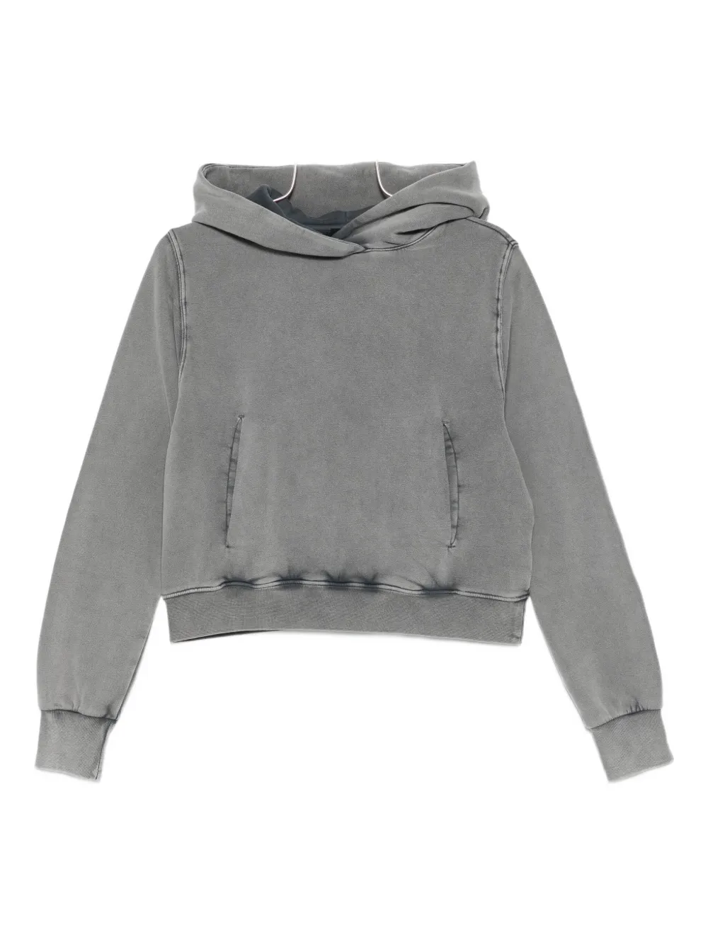 Thom Krom Cropped Hoodie With Practical Kangaroo Pocket In Gray