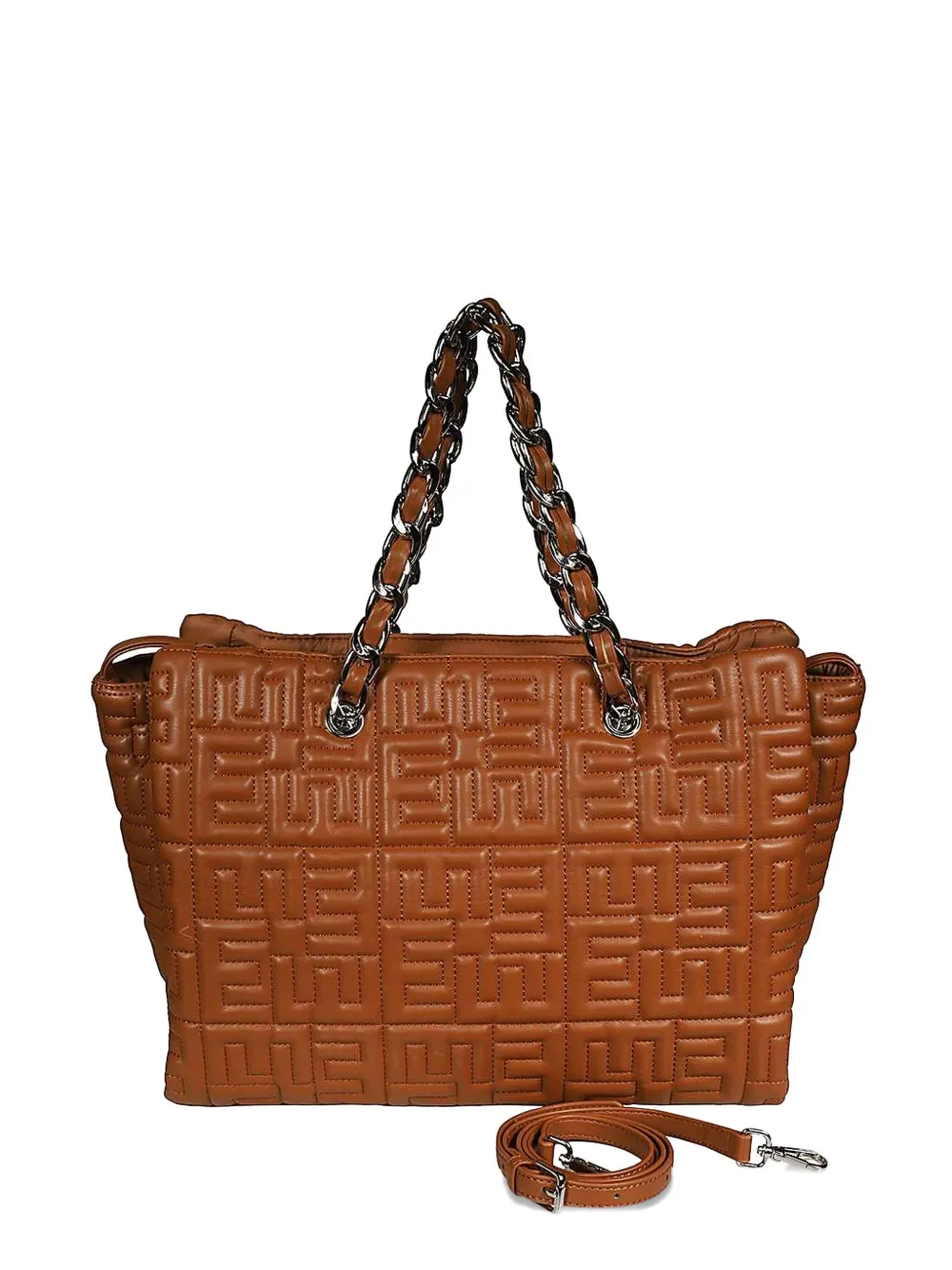 Ermanno Scervino Quilted Chain-handle Tote Bag In Brown