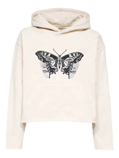 Who Decides War butterfly-embroidered hoodie