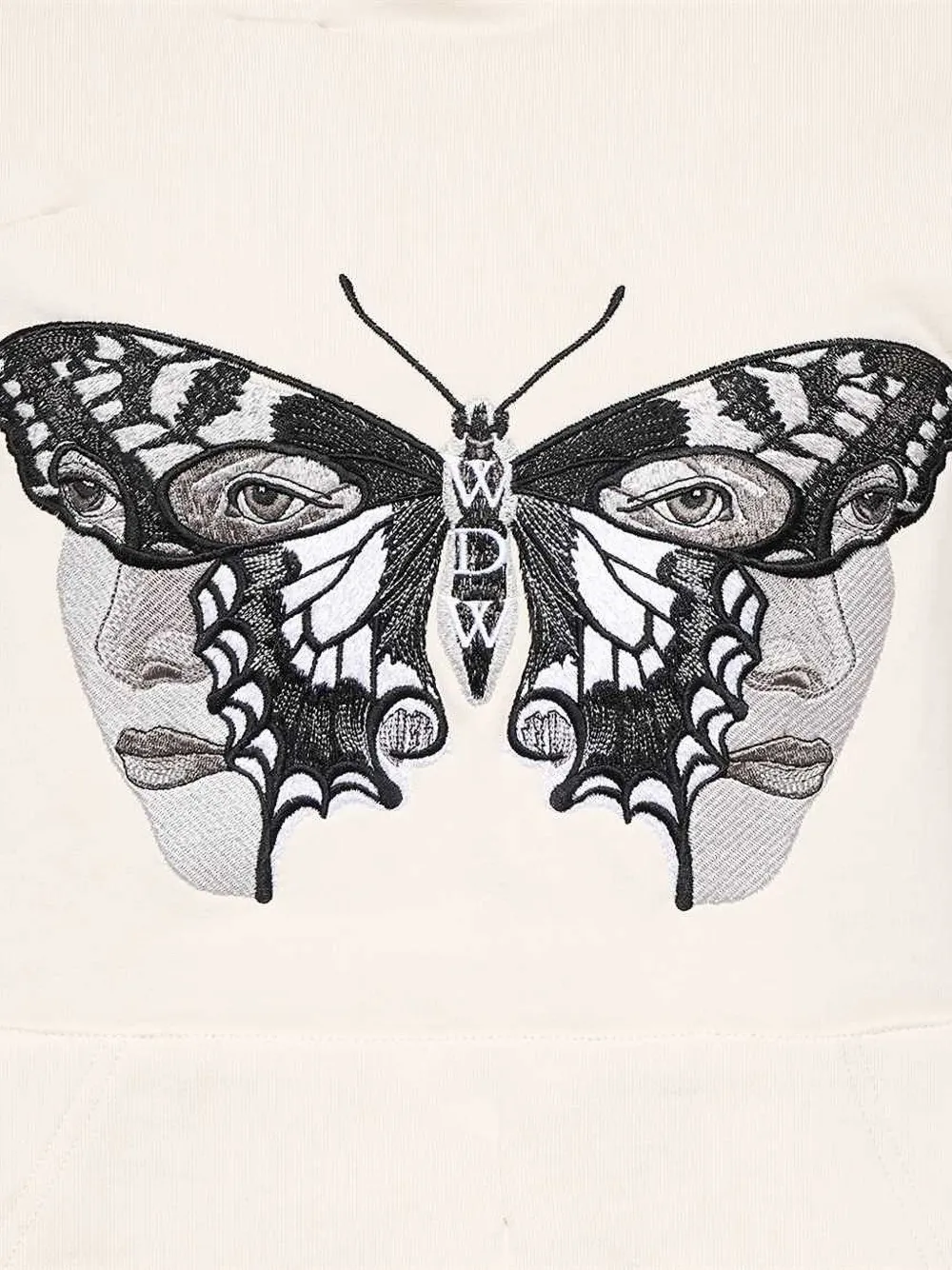 Who Decides War butterfly-embroidered hoodie Beige