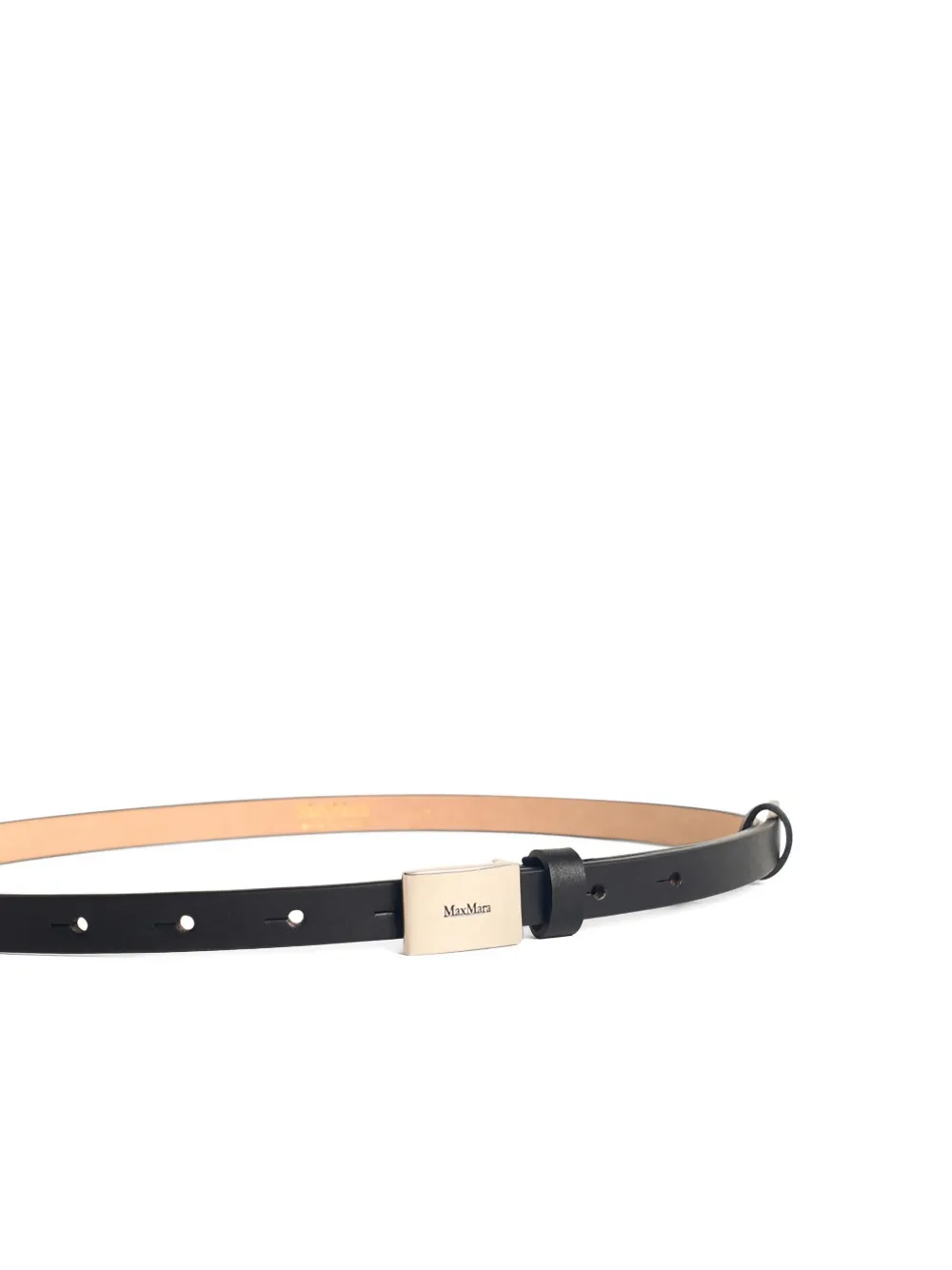 Max Mara Leather Logo-buckle Belt In Black
