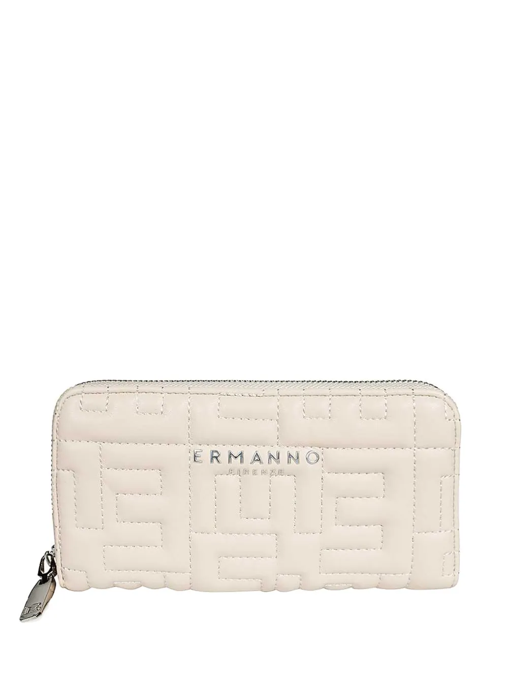 Ermanno Scervino Quilted Geometric Zip-around Wallet In White