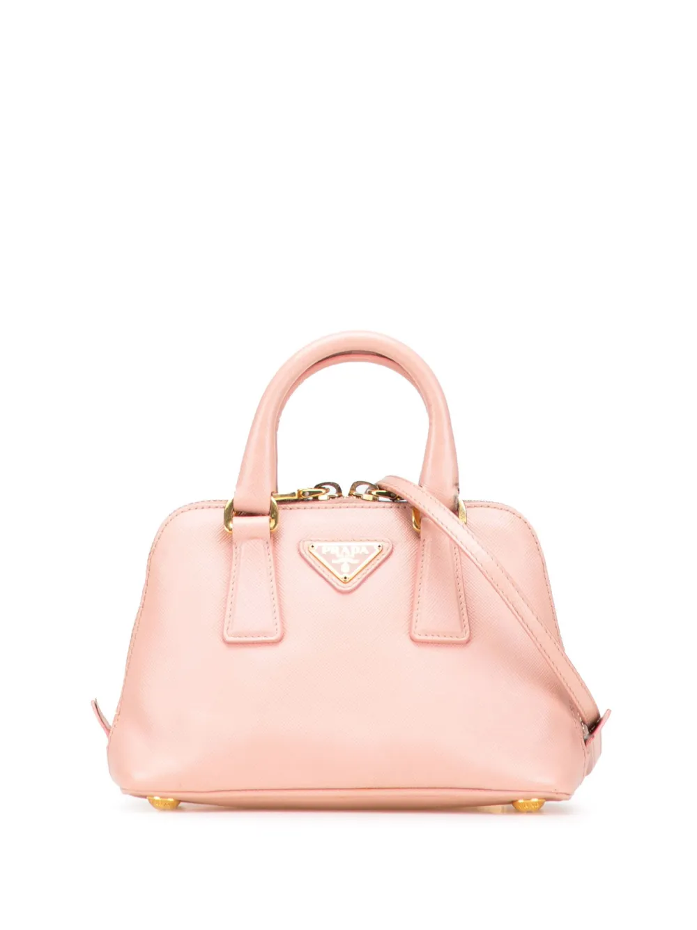 Pre-owned Prada 2000-2013 Mini Saffiano Lux Promenade Satchel In Pink