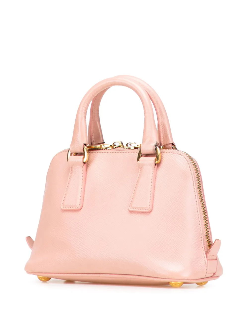 Pre-owned Prada 2000-2013 Mini Saffiano Lux Promenade Satchel In Pink