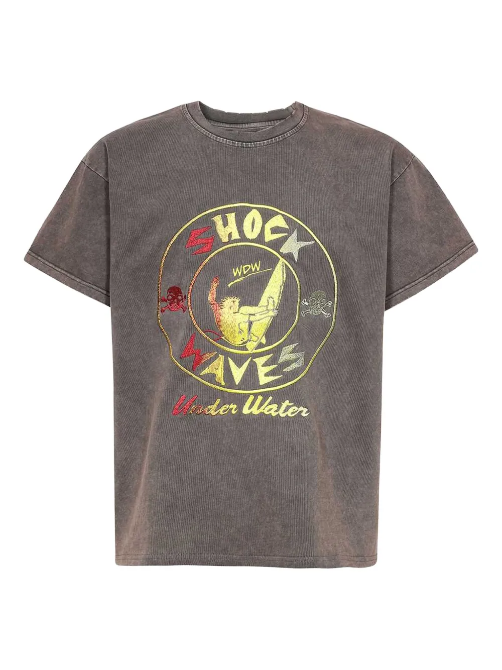 Who Decides War Embroidered-shock-waves T-shirt In Gray