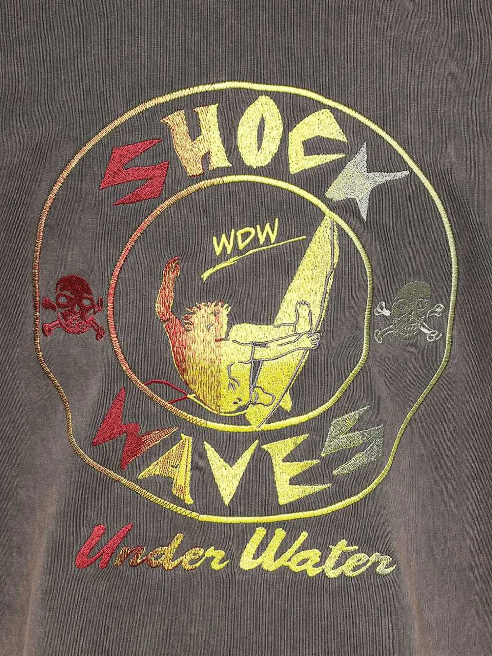 Who Decides War embroidered-shock-waves T-shirt Grijs