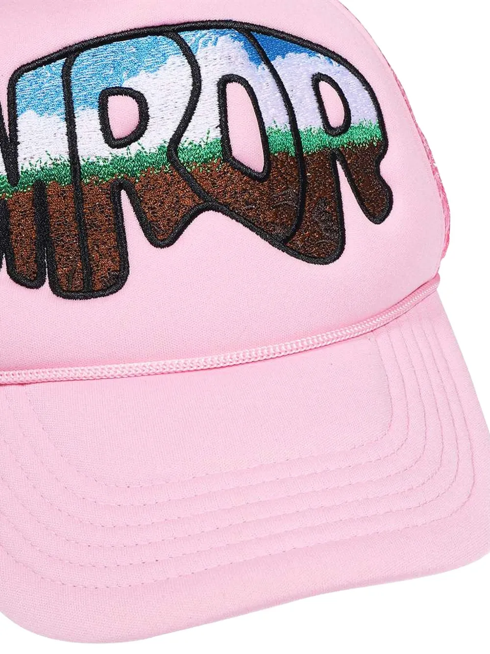 Who Decides War Embroidered-patch Trucker Cap In Pink