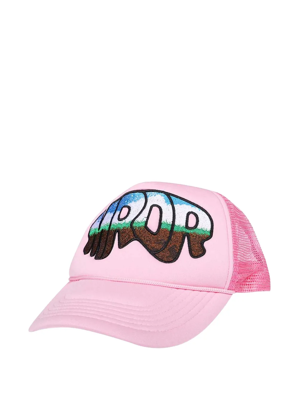 Who Decides War Embroidered-patch Trucker Cap In Pink
