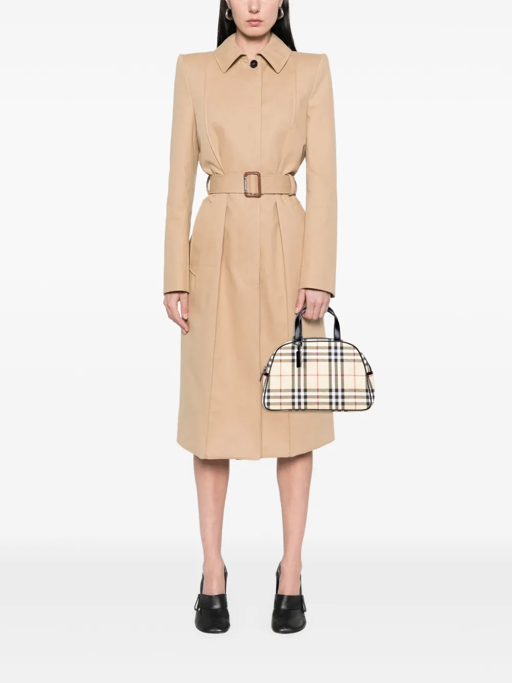 Pre-owned Burberry 2000-2017 House Check Canvas Handbag In Brown