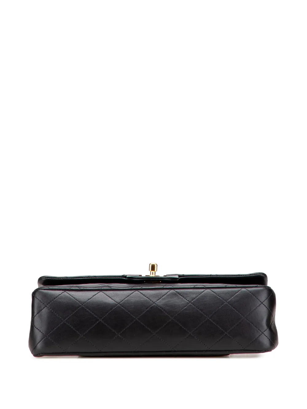 Pre-owned Chanel 1991-1994 Medium Classic Lambskin Double Flap Shoulder Bag In Black