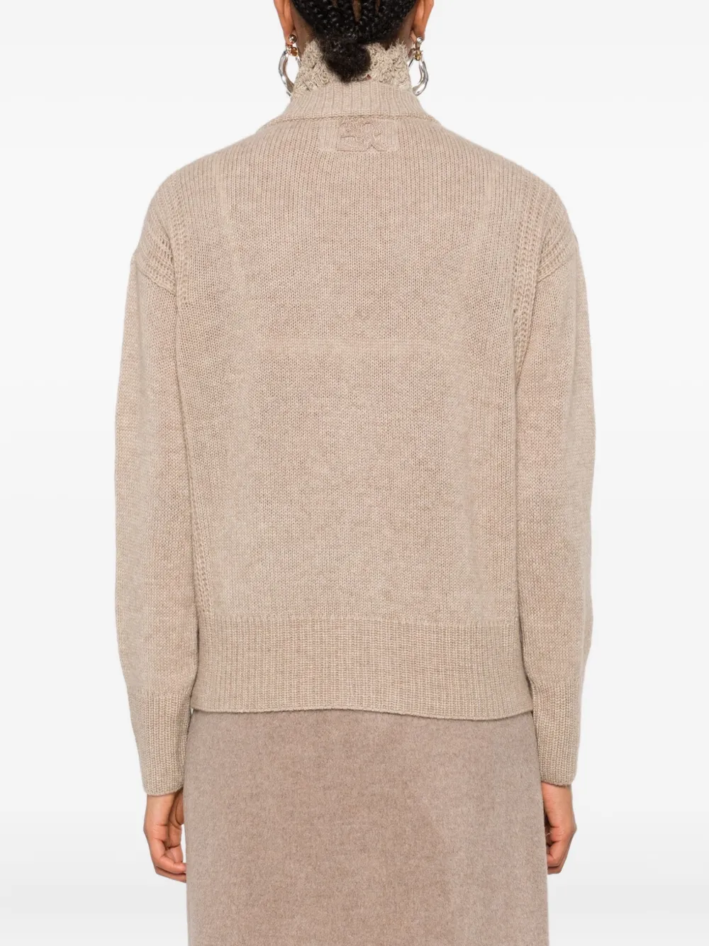 Ermanno Scervino lace-trimmed cardigan Beige