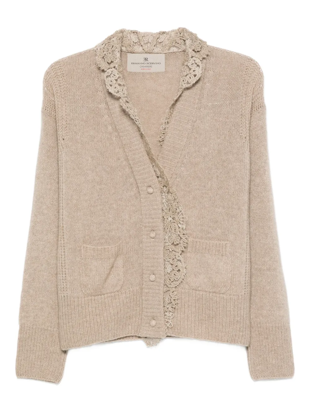 Ermanno Scervino lace-trimmed cardigan Beige