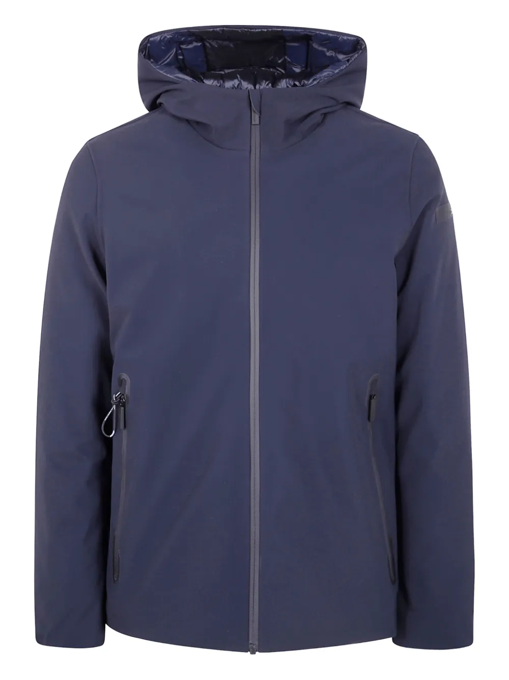 Rrd Minimalist Deep Blue Hooded Jacket With Zippered Pockets In Blue