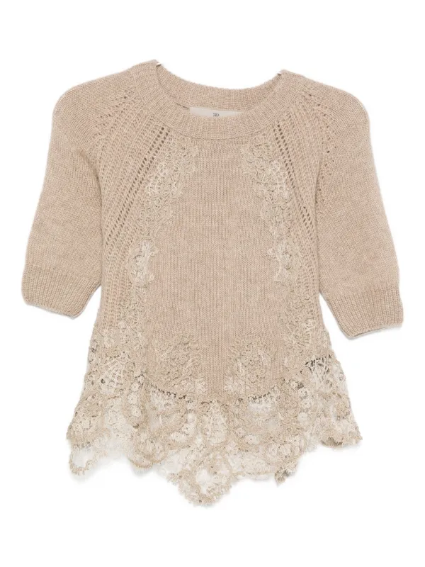 Tシャツ・カットソー ERMANNO SCERVINO CASHMERE AND LACE TOP _D445L714APIKT-95708_1__07421.