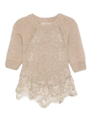 ERMANNO SCERVINO レースセーター　エルマンノシエルヴィーノ エルマンノシェルヴィーノ イタリア製 38 ニット レース リボン