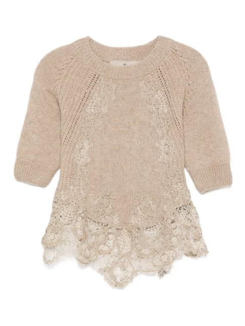 Ermanno Scervino lace-trimmed knit top