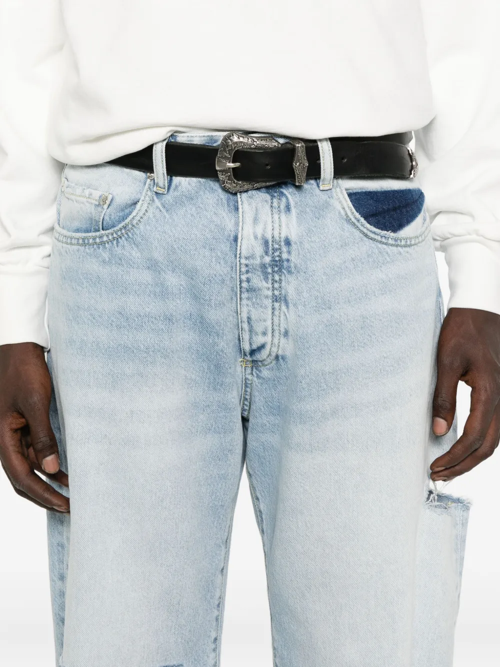 ICON DENIM distressed faded jeans Blauw
