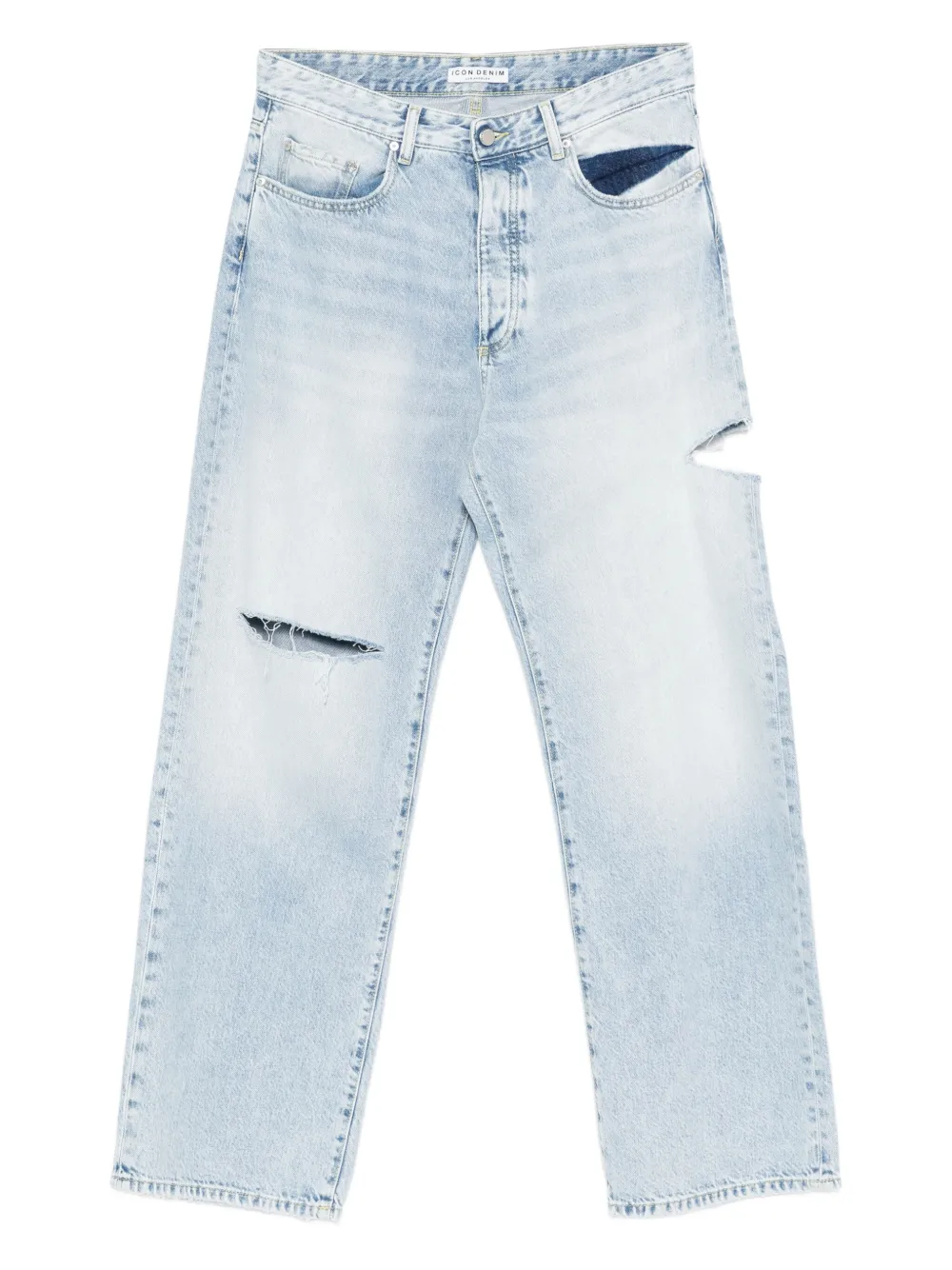 distressed faded jeans