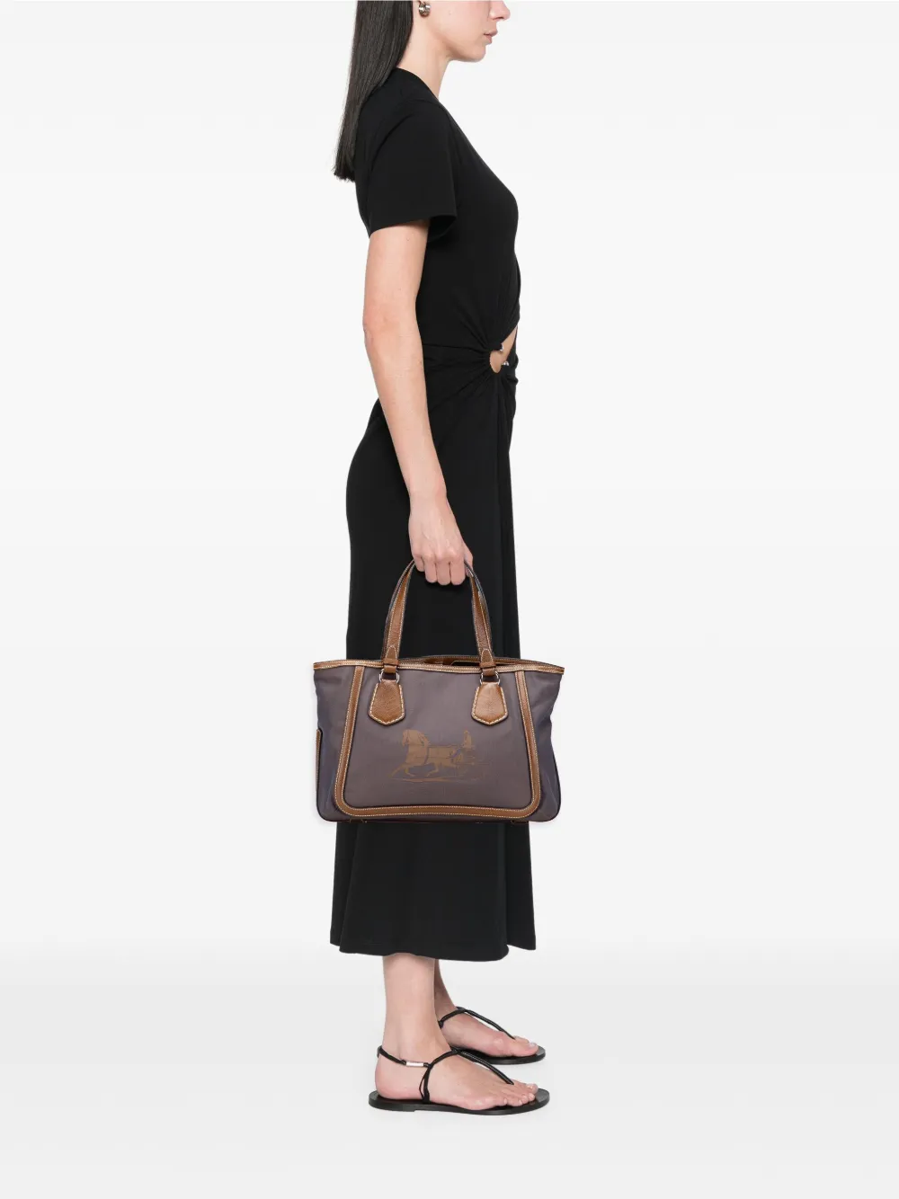 Pre-owned Celine 2007 Canvas Carriage Tote Bag In Brown