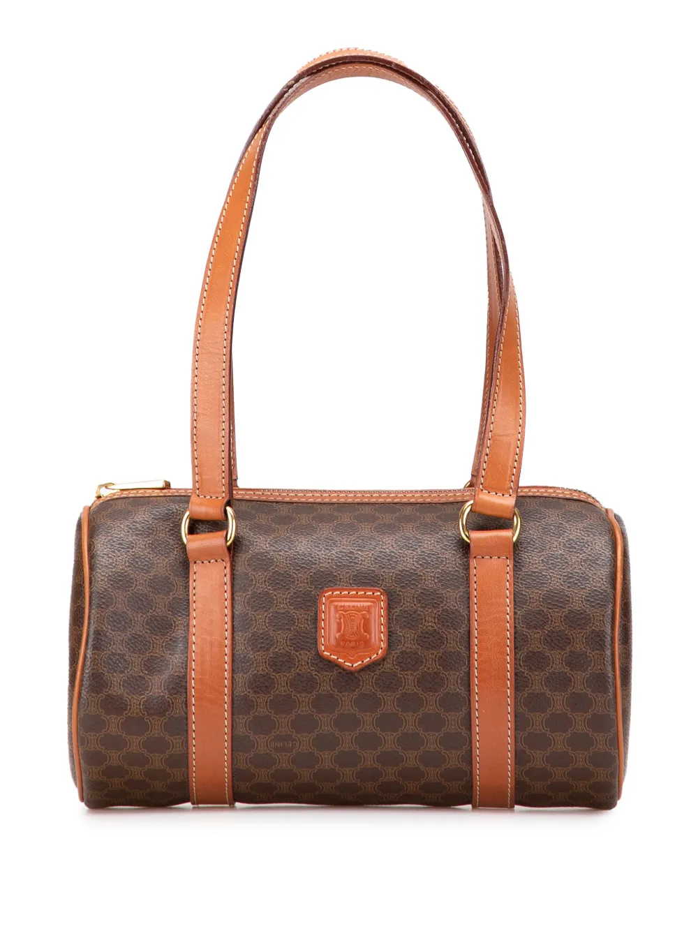 Pre-owned Celine 1995 Macadam Coated Canvas Shoulder Bag In Brown