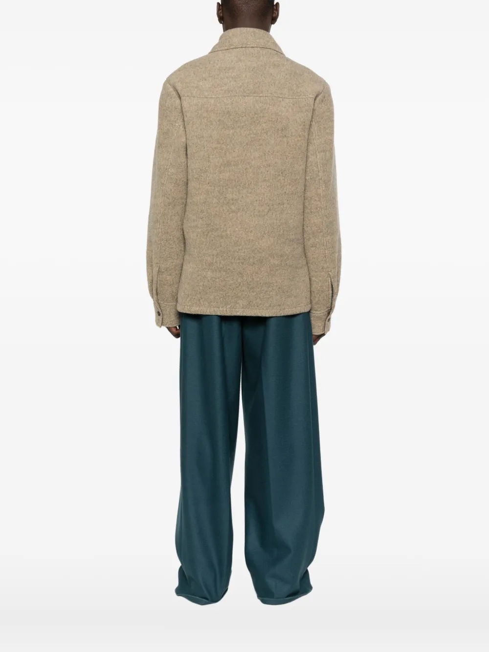 Jil Sander zip-fastening collared wool jacket Beige