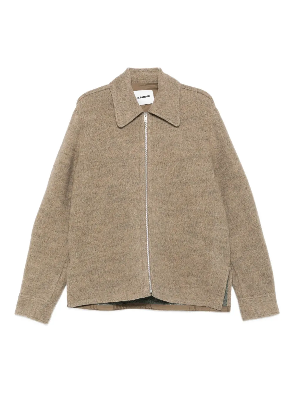Jil Sander Zip-fastening Collared Wool Jacket In Brown