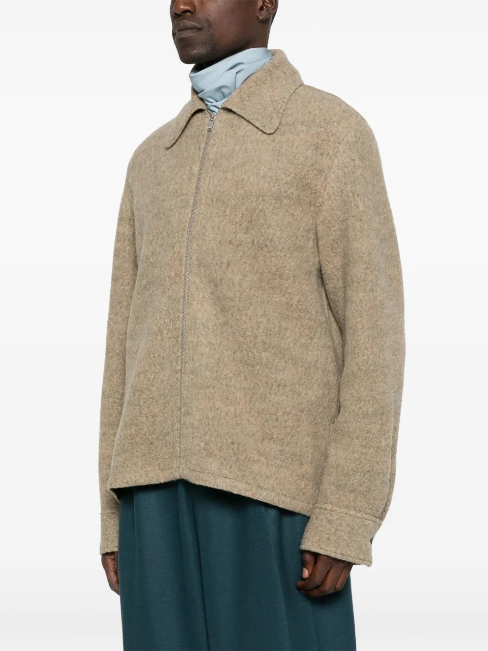 Jil Sander Wollen jack met ritssluiting en kraag Beige