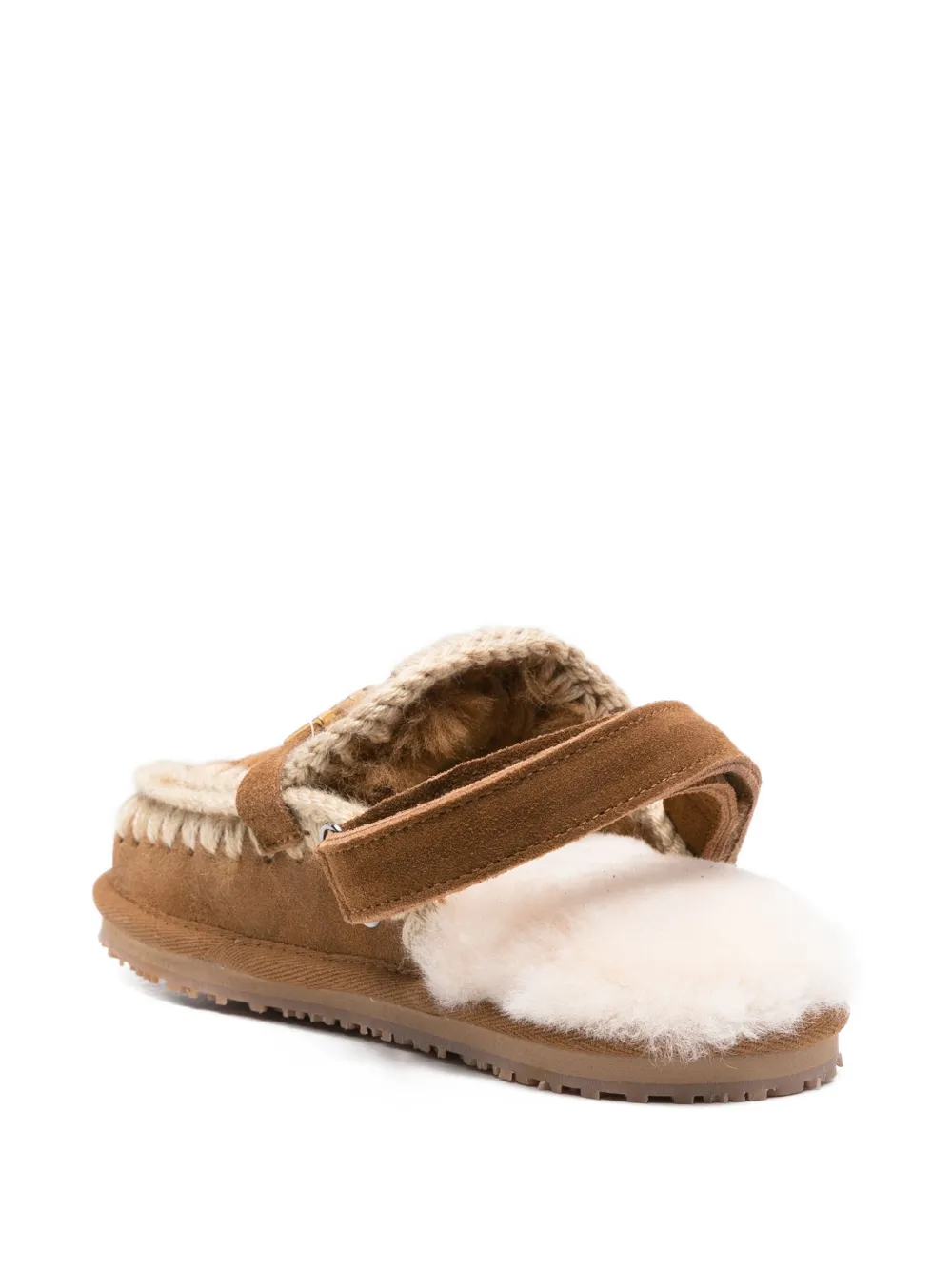 Mou Slippers met logo en gevlochten afwerking Bruin