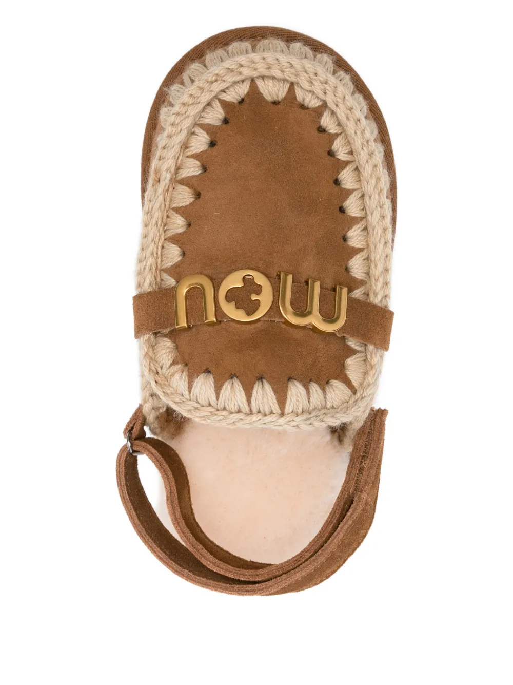 Mou Slippers met logo en gevlochten afwerking Bruin