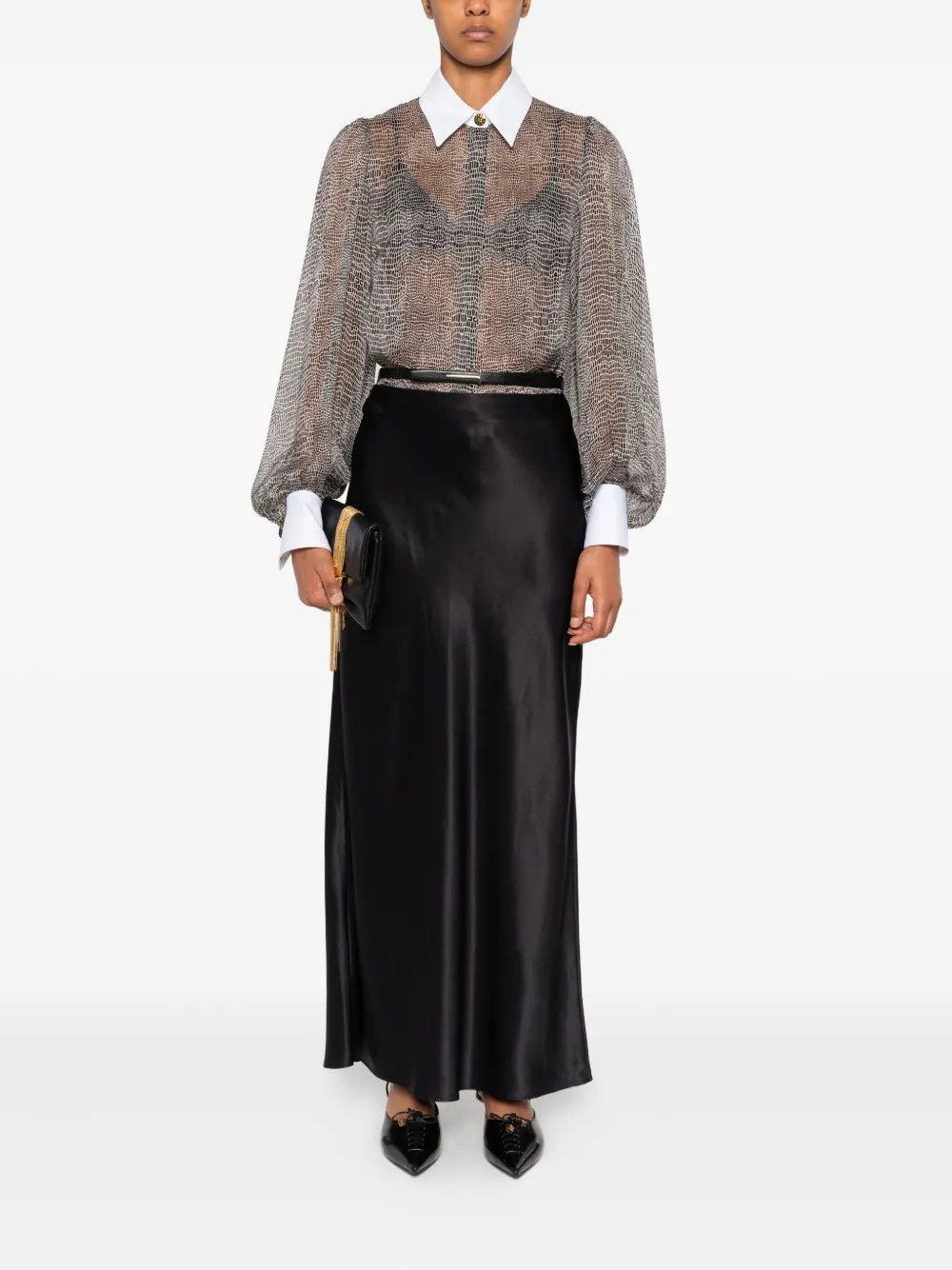 Elisabetta Franchi Body met kraag - Zwart