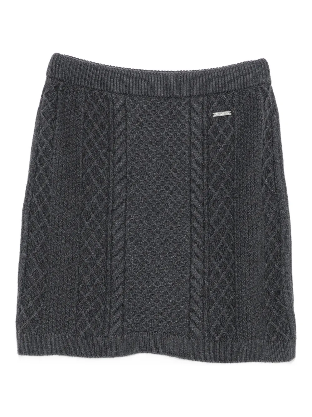 JW Anderson logo-plaque cable-knit mini skirt | Grey | Image 1
