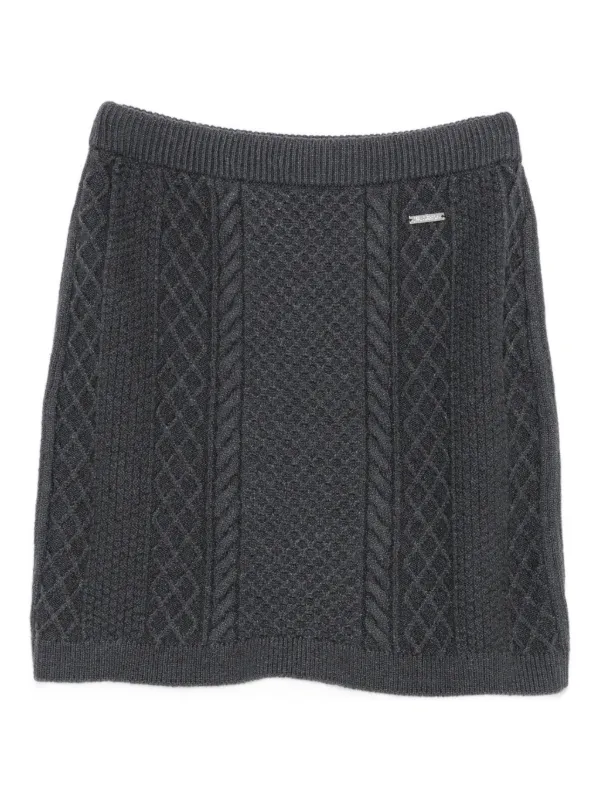 JW Anderson Logo-plaque Cable-knit Mini Skirt in Grey