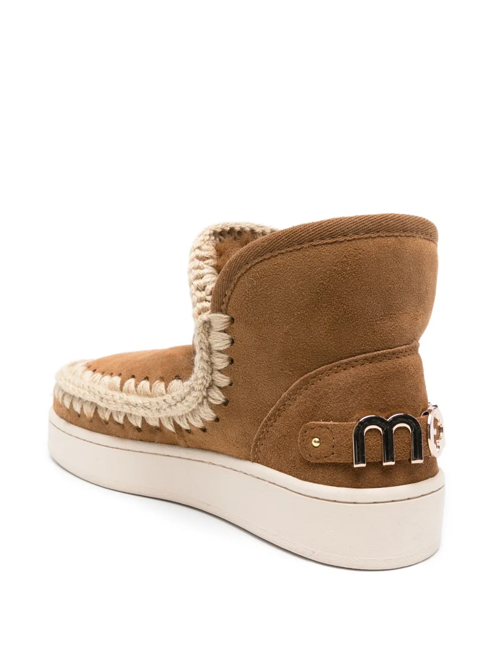 Mou Suède laarzen met gevlochten detail Bruin