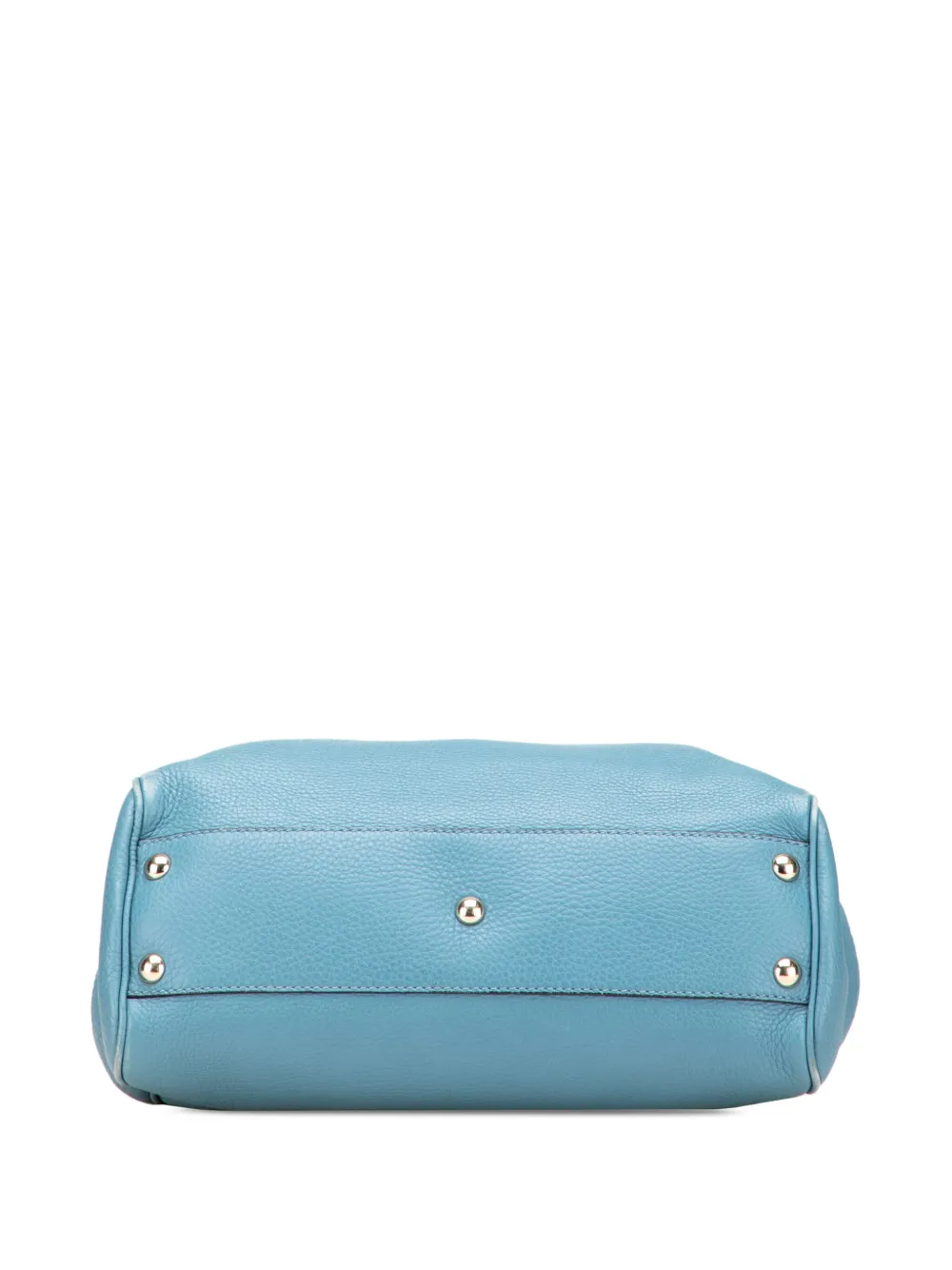 Pre-owned Gucci 2000-2015 Small Calfskin Bamboo Shopper Satchel In Blue