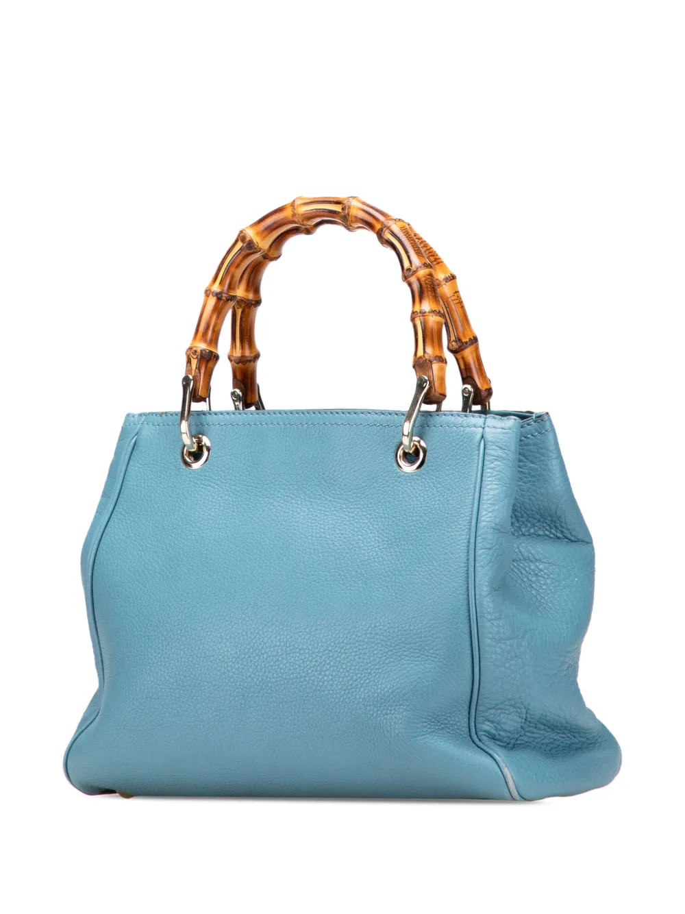 Pre-owned Gucci 2000-2015 Small Calfskin Bamboo Shopper Satchel In Blue